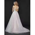 Alabaster Ombred Tulle Keyhole Back with Corset Detail and Lace Scallop Accent Wedding Dress with Full Ombre Tulle Skirt